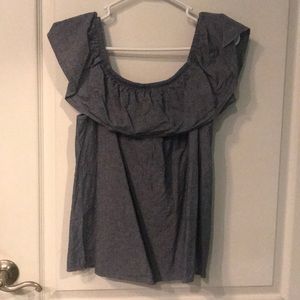 Chambray ruffle top